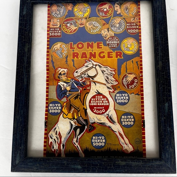 Pair of vintage-Lone Ranger/advertising prints in blue crackle frames. - Picture 2 of 9